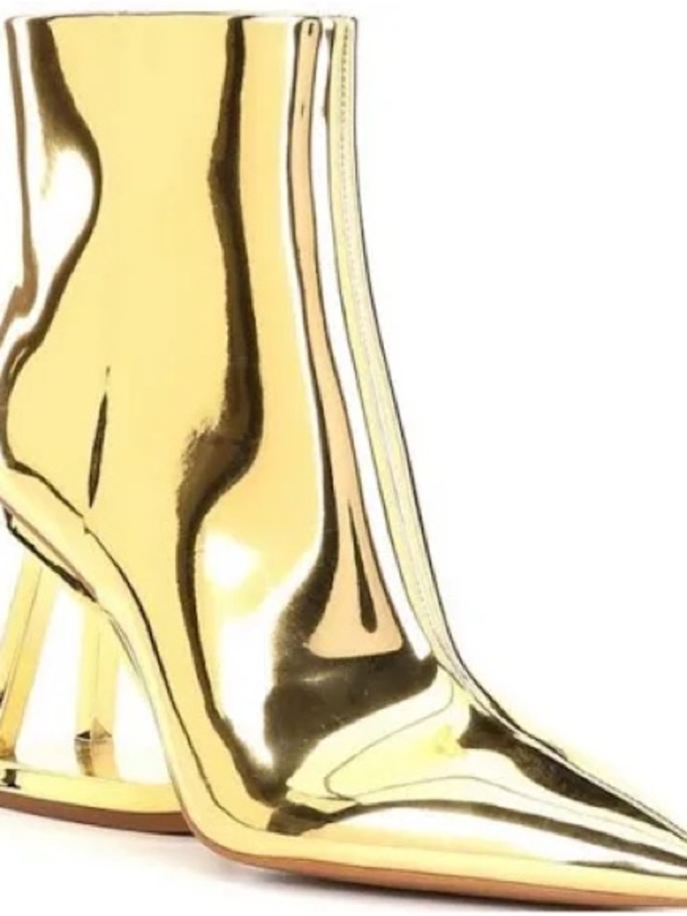 Gianni Bini Gold Metallic Pointed Toe Ankle Booties